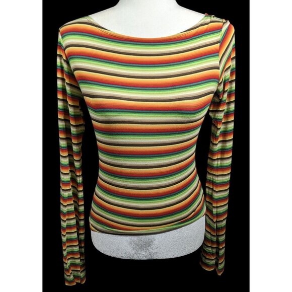 Mais X Frida Retro Striped Open Back Top Size Large - Picture 1 of 7